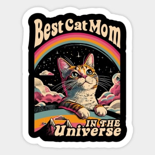 Best Cat Mom In The Universe 60s 70s Hippie Aesthetic Women Sticker